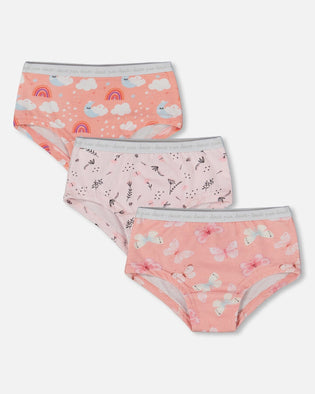 Printed Organic Cotton Boyshort Panties (Pack Of 3) Multicolored - G30PG61_001