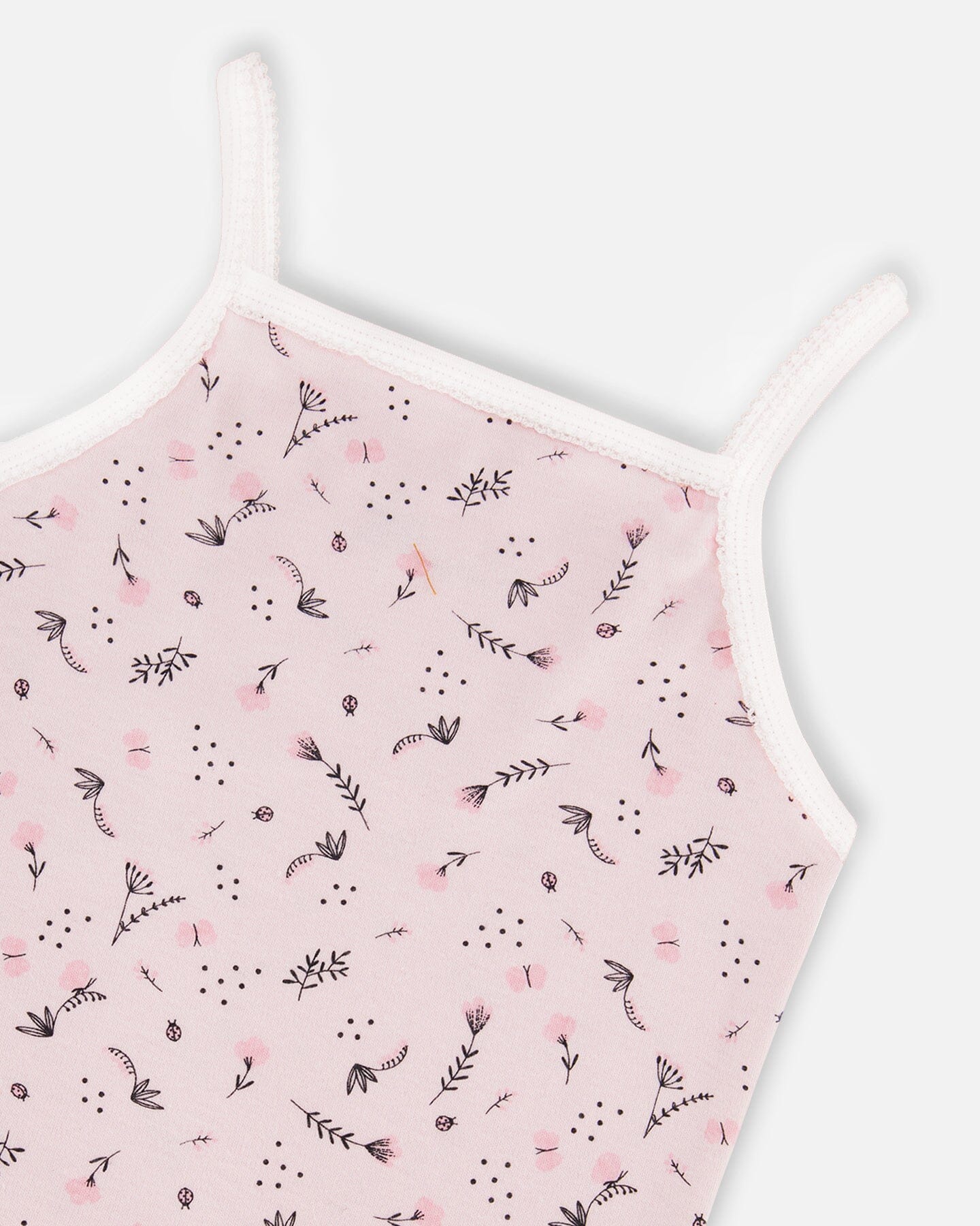 Printed Organic Cotton Tank Top Small Pink Flowers On Pale Pink Background Underwear Deux par Deux 