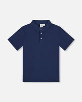 Polo à manches courtes bleu marine