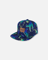 Casquette imprimée bleu marine avec dinos bleu et vert