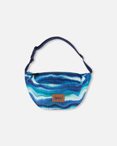 Sac banane imprimé noir avec vagues bleues
