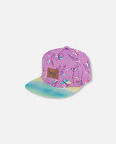 Casquette imprimée vieux mauve et papillons multicolores