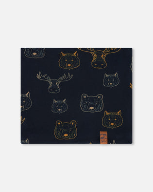 Printed Neck Tube Beige Animals On Black Background - G30W21_017