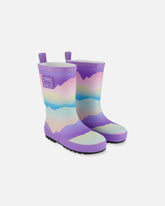 Bottes de pluie imprimées mauves avec montagnes roses et bleues