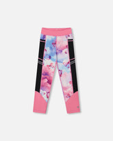 Legging athlétique imprimé rose, bleu et papillons