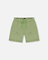 Short en sergé extensible vert