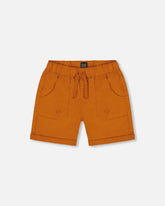 Short en sergé extensible orange vif