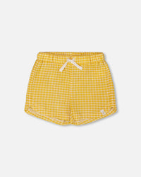 Crinkle Short Pale Yellow And White Pants & Shorts Deux par Deux 