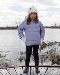 Compressible Winter Puffy Coat Designed For Car Seat Purple Gray - H10B500_591