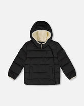 Compressible Winter Puffy Coat Designed For Car Seat Black