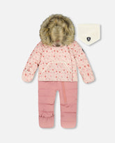 Combinaison de neige BABY SNUG conçue pour siège d’auto rose imprimé mini fleurs