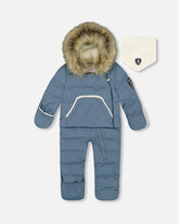 Combinaison de neige BABY SNUG conçue pour siège d’auto bleu gris foncé