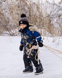 One-Piece Play Snowsuit Black Dinosaur Print - H10PB74_026