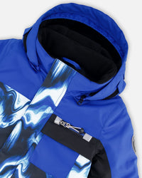 One-Piece Play Snowsuit With Print And Colorblocking Black - H10PB75_999