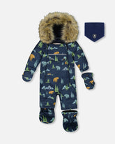 Combinaison de neige BABY PLAY conçue pour siège d’auto marine imprimé animaux