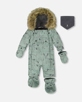 Combinaison de neige BABY PLAY conçue pour siège d’auto sauge imprimé animaux