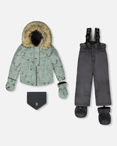 Combinaison de neige deux pièces BABY PLAY avec manteau sauge imprimé