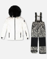 Habit de neige deux pièces PLAY blanc cassé avec pantalon imprimé
