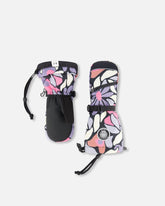 Winter Mittens Teknik Black Retro Flower Print