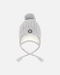 Lined Winter Hat With Pompom Heather Gray - H10XT1_194