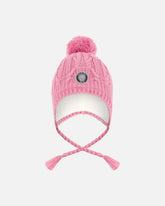 Bonnet d’hiver doublé avec pompon mauve