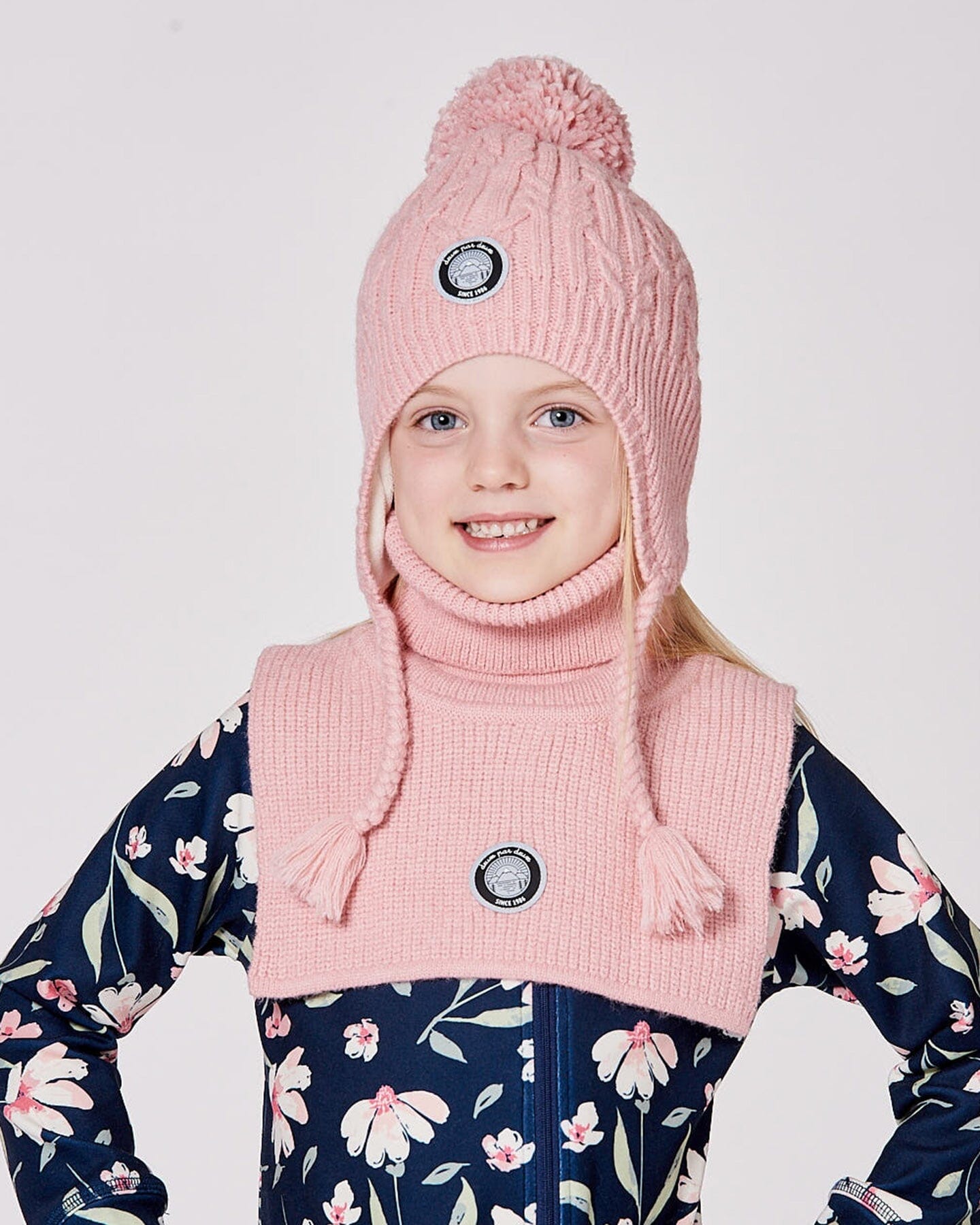 Lined Winter Hat With Pompom Dusty Pink - H10XT1_637