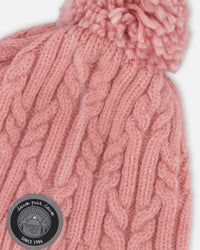 Lined Winter Hat With Pompom Dusty Pink - H10XT1_637