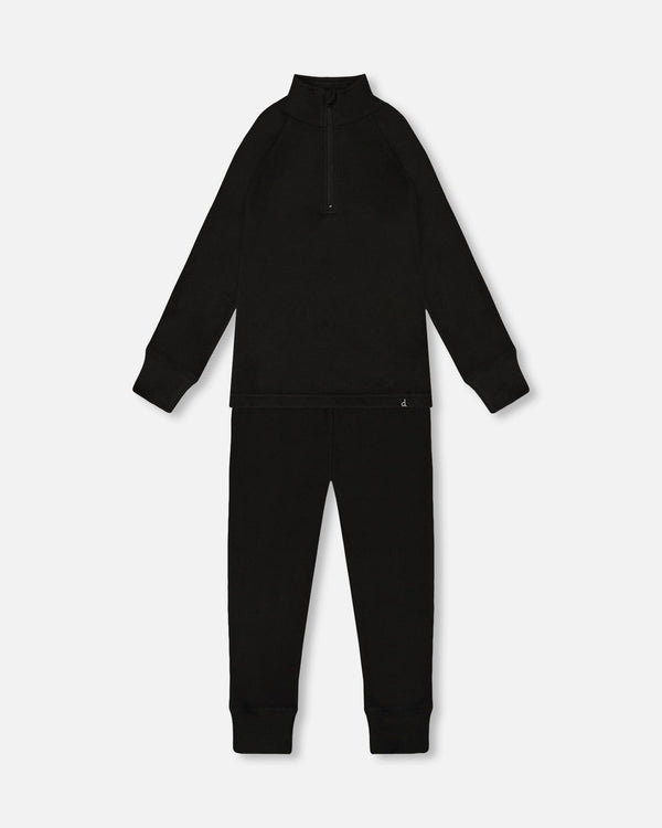 Two-Piece Thermal Underwear Set Black - H10Y600_999