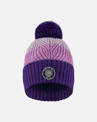 Lined Knit Pompom Hat Purple And Pink - H10Z16_000