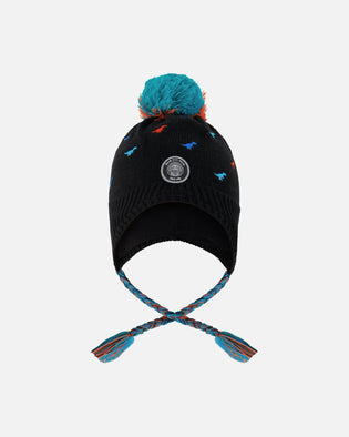 Lined Winter Peruvian Knit Hat With Pompom Black - H10Z68_999