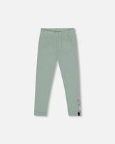 Legging en jersey de coton biologique vert jade avec motif floral
