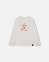 T-shirt manches longues en coton biologique blanc cassé avec chocolat chaud