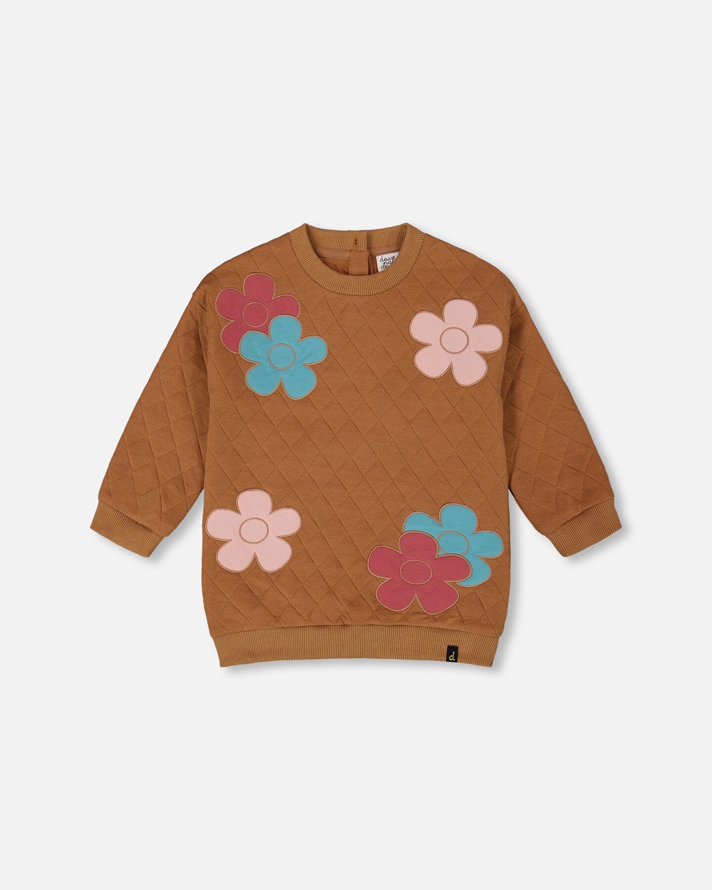 Quilted Tunic Mocha With Flowers - H20G78_118