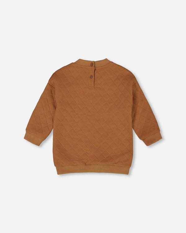 Quilted Tunic Mocha With Flowers - H20G78_118