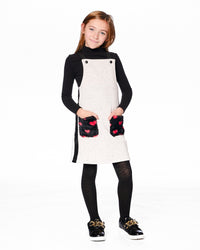 Glittering French Terry Overall Dress Beige And Black - H20H40_000