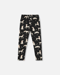 Printed Jersey Leggings Black With Dalmatians - H20H60_075