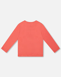 Organic Cotton T-Shirt Coral With Cupcake - H20H70_858