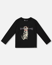 Organic Cotton T-Shirt Black With Dalmatian - H20H70_999