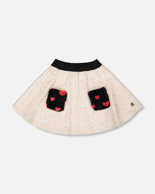Glittering French Terry Skirt Beige And Black - H20H80_000