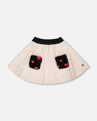 Glittering French Terry Skirt Beige And Black - H20H80_000