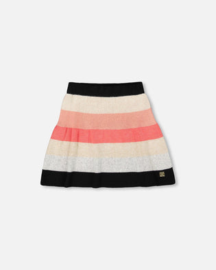 Striped Knit Skirt Beige Black And Pink - H20HT81_000