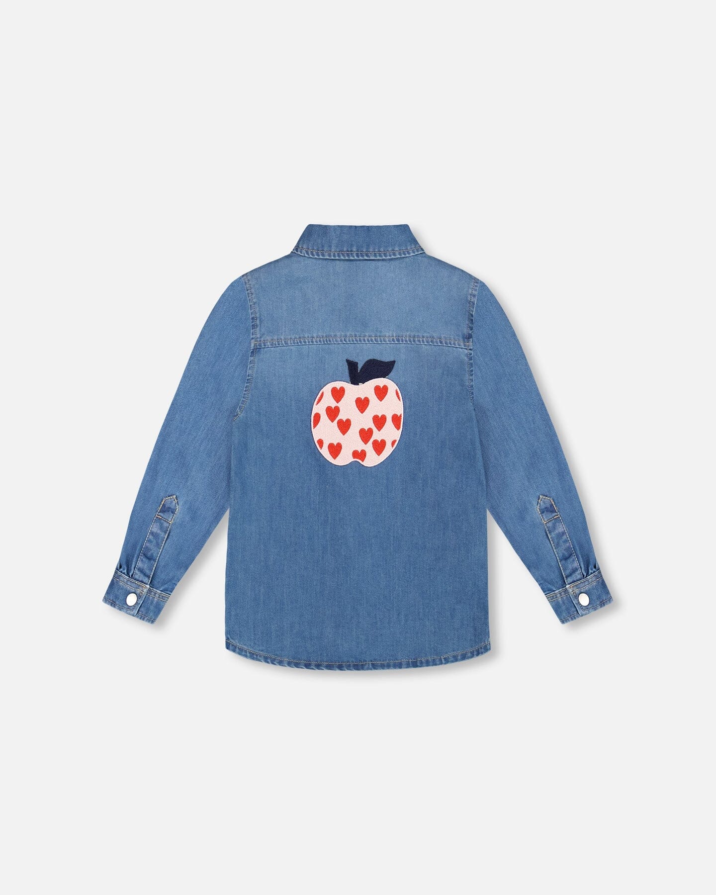Denim Shirt Light Blue With Patch Pockets And Apple Patch - H20I15_125