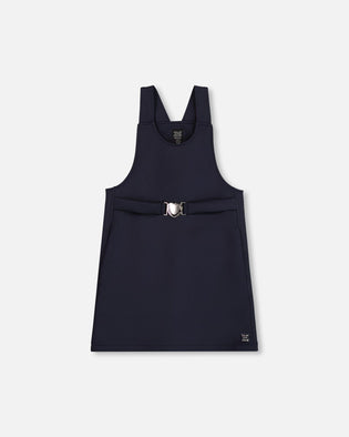 Milano Jumper Dress Navy Blue With Buckle Detail - H20I40_484