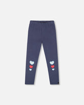 Legging en coton biologique bleu marine avec cœurs