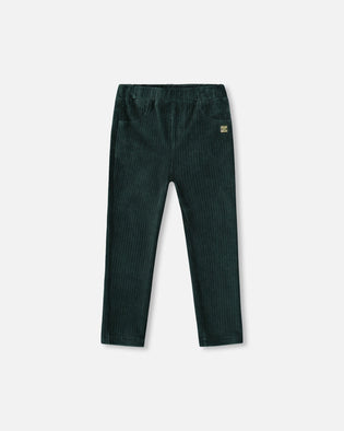 Stretch Velour Rib Treggings Dark Green - H20J20_548