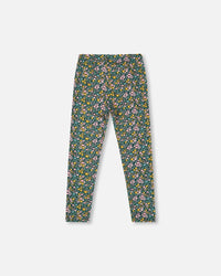 Leggings Green With Flower Print - H20J60_073