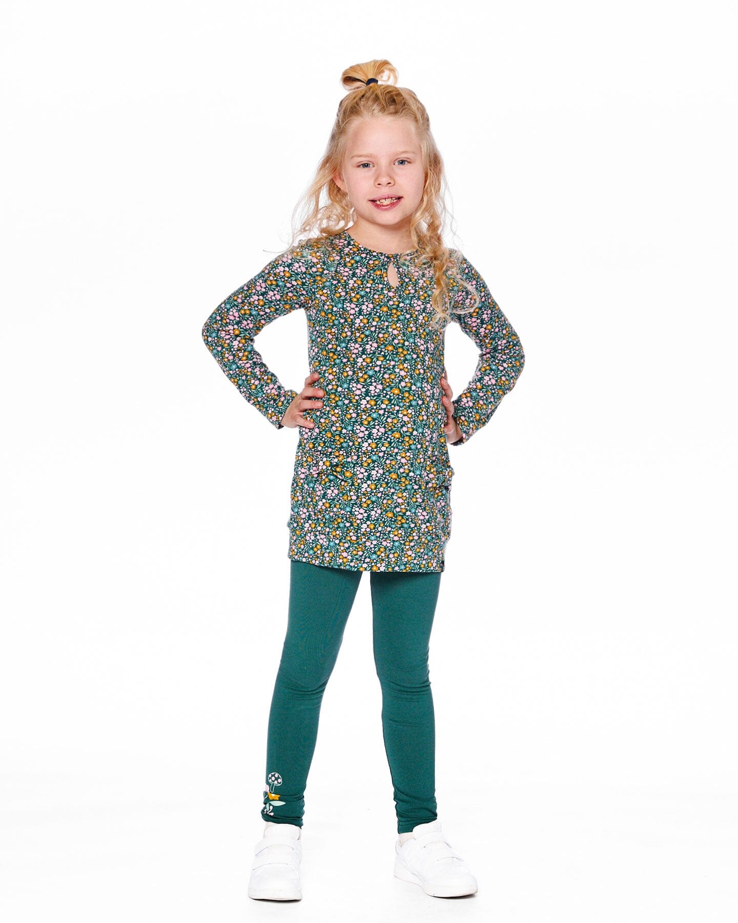 Jersey Tunic Green With Floral Print - H20J77_073