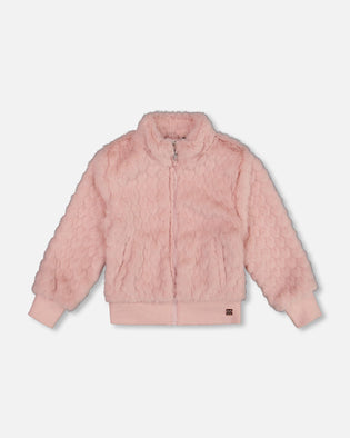 Faux Fur Jacquard Jacket Dusty Pink - H20K53_650
