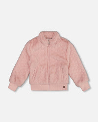Faux Fur Jacquard Jacket Dusty Pink - H20K53_650