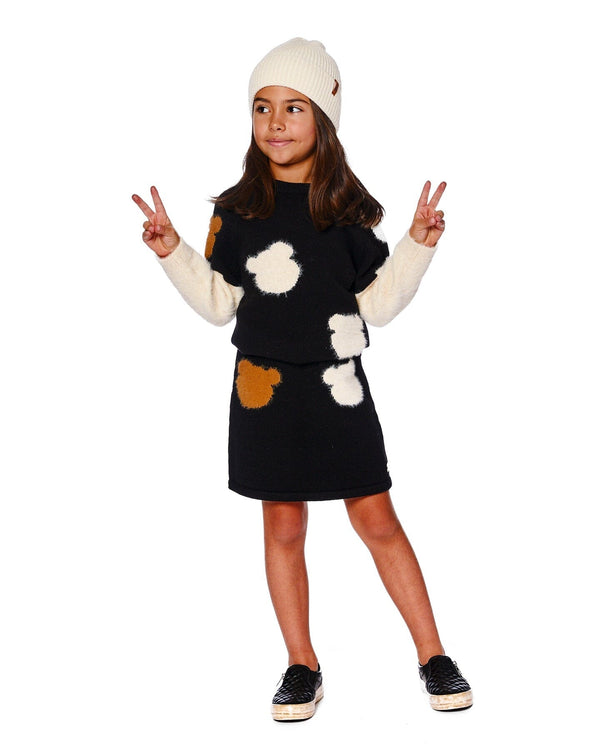 Knitted Skirt Black With Bear Intarsia - H20LGT80_999